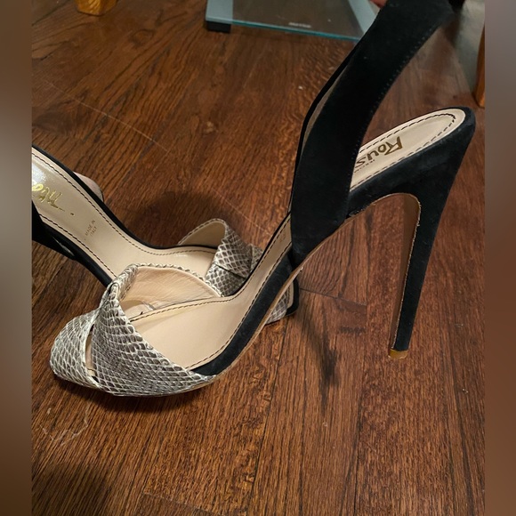 Jerome C. Rousseau Suede/Python Slingback Heels - Picture 3 of 14